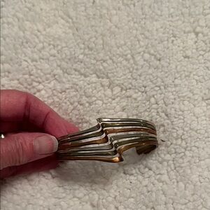 Gold tone and Silver tone Wave Cuff Bracelet